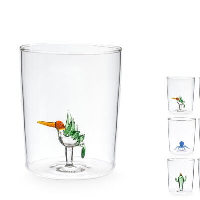 Bicchiere Miniatura in borosilicato con soggetti assortiti cl 55.