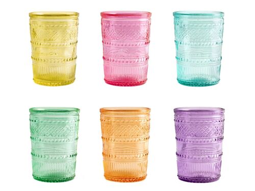 Bicchiere Paloma in vetro colorato cl 32, Garantito il lavaggio in lavastoviglie massimo 40 gradi.