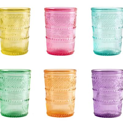 Vaso Paloma en cristal coloreado cl 32, Apto para lavavajillas garantizado hasta 40 grados.