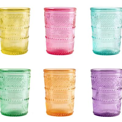 Bicchiere Paloma in vetro colorato cl 32, Garantito il lavaggio in lavastoviglie massimo 40 gradi.