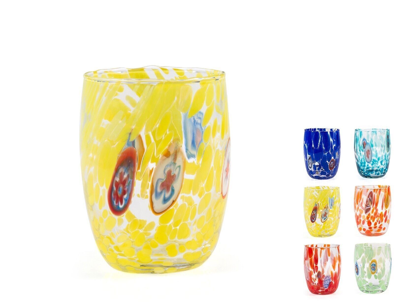 Bicchiere Venezianobombato in vetro colori assortiti cl 38