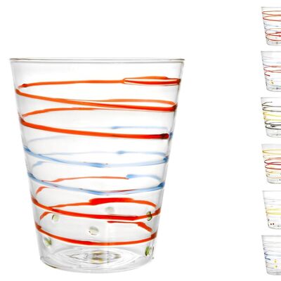 Bicchiere Zaffiro in vetro borosilicato decori assortiti 37,5 cl