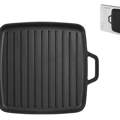Square grill 2 handles in cast iron 32 cm