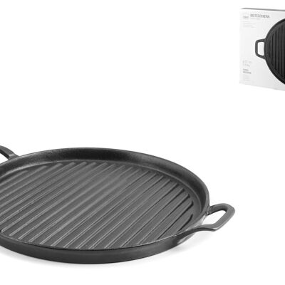 Round grill pan 2 cast iron handles 31 cm