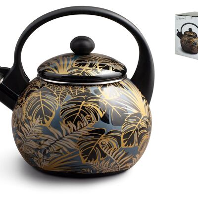 Botanical Winter kettle in decorated enamel lt 2. Suitable for all hobs including induction.