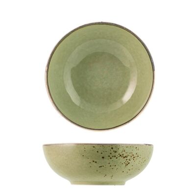 Bolo (Piatto fondo) Reactive in stoneware verde cm 16,5