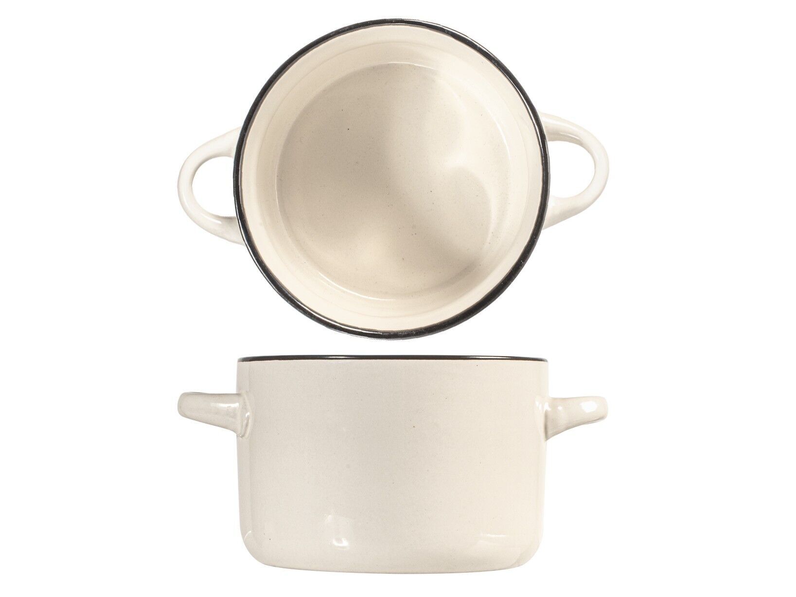 Bolo 2 handles in white single-portion stoneware 0.5 lt.