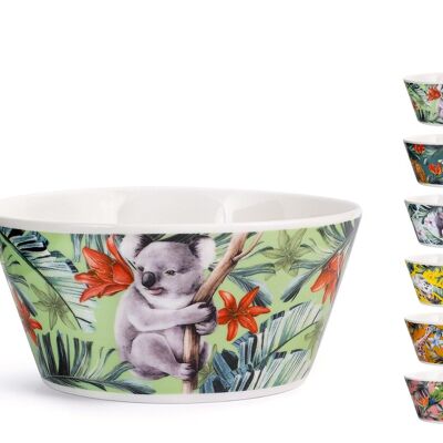 Exotic bowl in new bone china with assorted decorations cm 14.