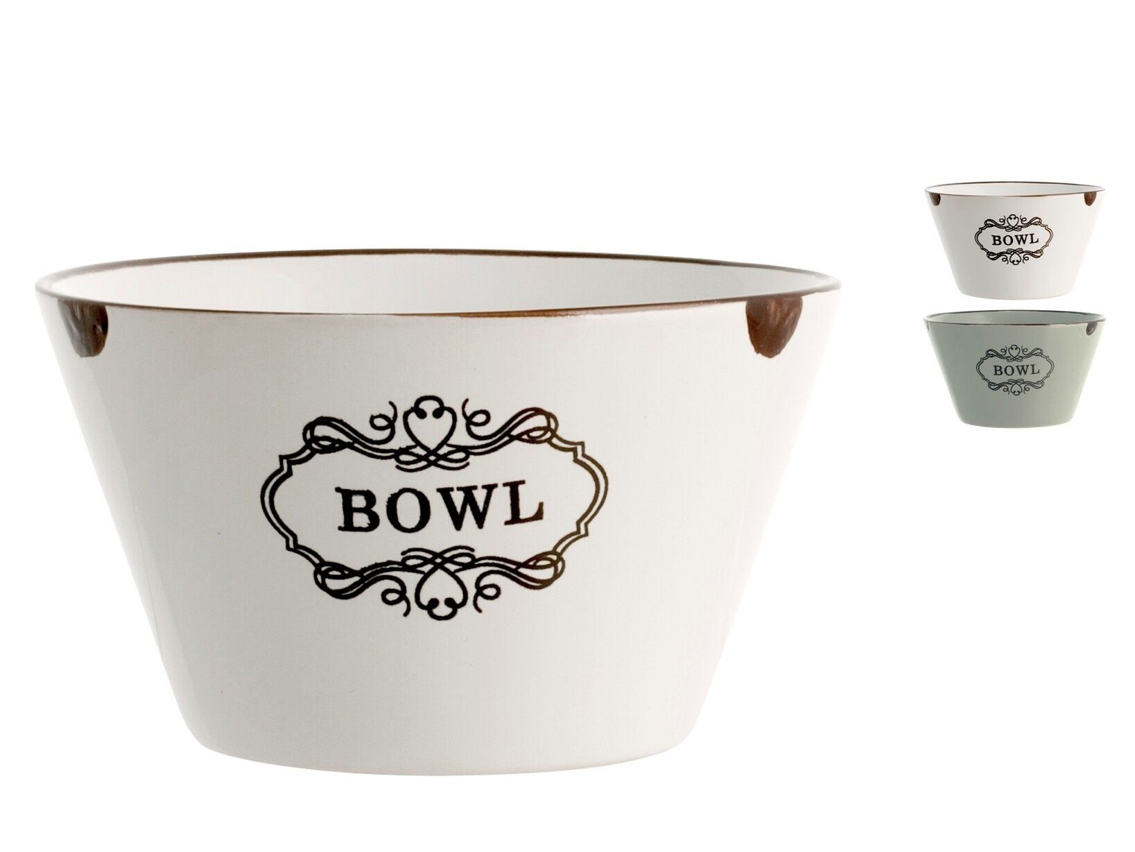 Vintage Style stoneware bowl without plate with assorted decoration cm 12.5