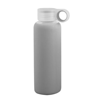 Borosilicate glass bottle with polypropylene cap and gray silicone coating Lt 0.36