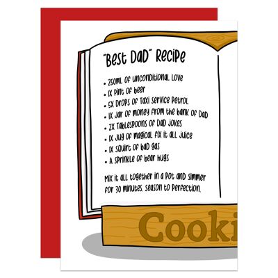Best Dad Recipe Fathers Day A6 Card