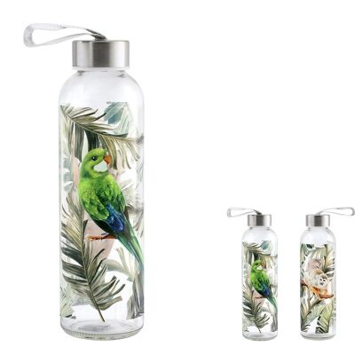 Exótica botella de vidrio office decorada con tapón con portabotellas lt. 0.5