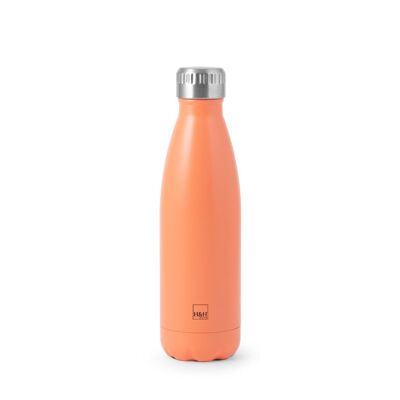 Botella térmica en acero inoxidable 18/10 color coral de 0,50 L. Mantiene la temperatura fría o caliente durante 12 horas