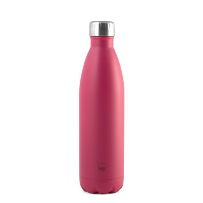 Botella térmica en acero inoxidable 18/10 color rosa de 0,75 L. Mantiene la temperatura fría o caliente durante 12 horas