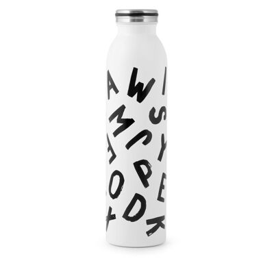 Thermal bottle in 18/10 stainless steel with letters decoration 0.75 lt