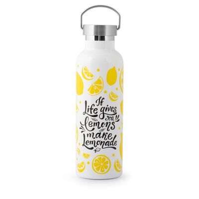 Thermal bottle in stainless steel with lemons decoration cl 0.75