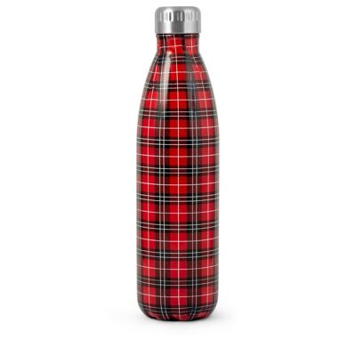 Edelstahl-Thermoflasche mit quadratischer Dekoration 0,75 lt; Hält Getränke 12 Stunden heiß und 8 Stunden kalt