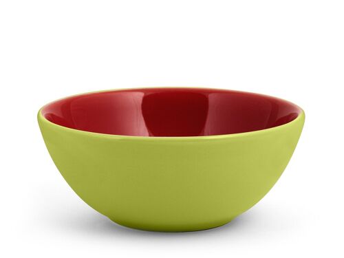 Bowl Avocado in stone ware colore verde esterno e rosso interno cl 60.