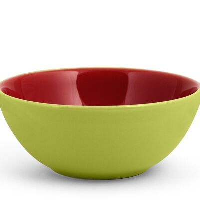 Bowl Avocado in stone ware colore verde esterno e rosso interno cl 60.
