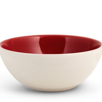 Bowl Goji in stone ware colore beige esterno e rosso interno cl 60.