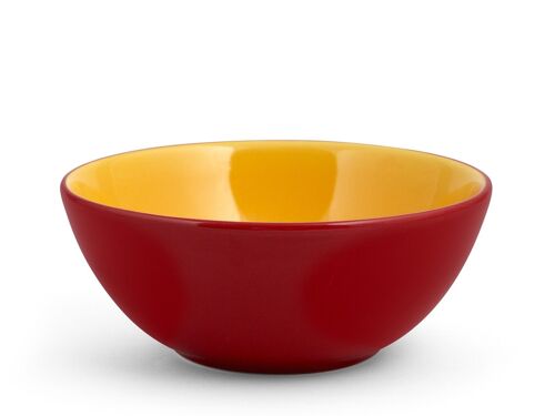 Bowl Mango in stone ware colore rosso esterno e giallo interno cl 60.