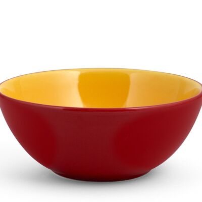 Mango bowl in stone ware color red outside and yellow inside cl 60.