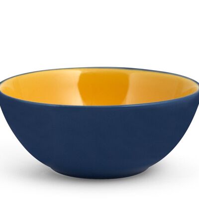 Bowl Maracuja in stone ware colore blu esterno giallo interno cl 60.
