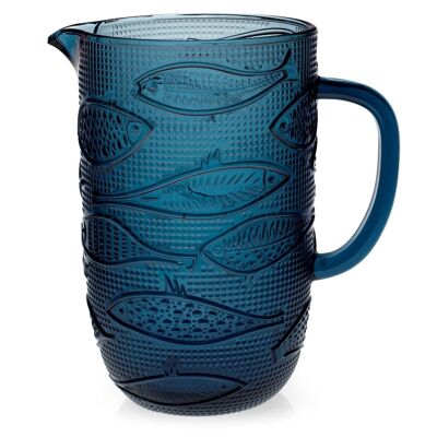 Atlantico jug in blue glass with fish decoration Lt 2