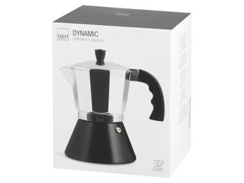 Cafetière dynamique 6 tasses en aluminium avec fond pour plaque à induction. 2