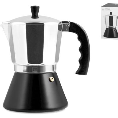 Dynamic 9-cup coffee maker in aluminum with bottom for induction hob