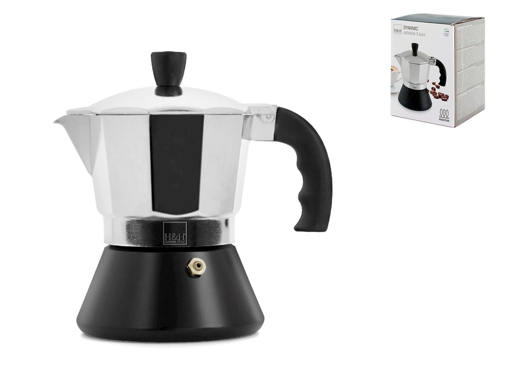 Caffettiera Alluminio Dynamic Fondo per Induzione Tazze 3