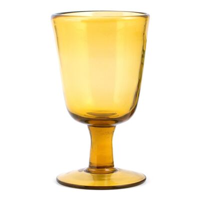 Saturno goblet in amber glass cl 28.