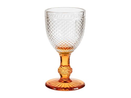 Calice vino Diamantato in vetro trasparente con base arancio cl 20