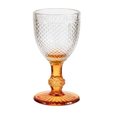 Calice vino Diamantato in vetro trasparente con base arancio cl 20