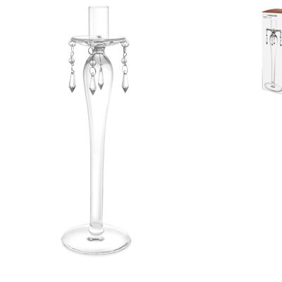 Candelabro 1 Llama Cristal Transparente Strass 31 cm