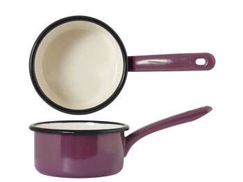 Cocotte 1 Anse Cylindrique Émaillée Multicolore 12cm Couleurs assorties : 1 Taupe 1 Vert Acide 1 Violet Aubergine 8