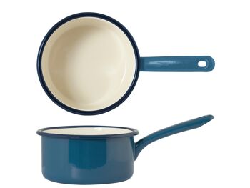 Cocotte 1 anse Cylindrique émaillée Multicolores 14 cm Couleurs assorties : 1 Gris 1 Bleu ttanio 6