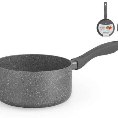 Casserole 1 handle Stone Gray in aluminum with stone non-stick coating also suitable for induction hob 18 cm
