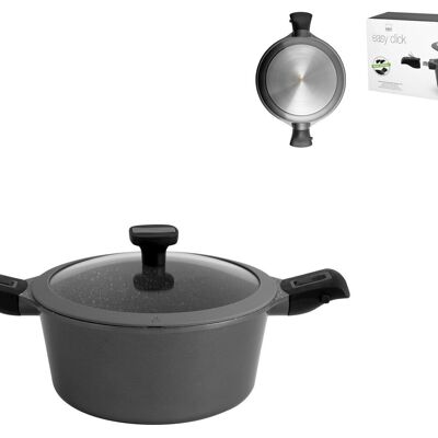 Casserole 2 Handles Non-stick Easy click 24 cm Induction with Lid