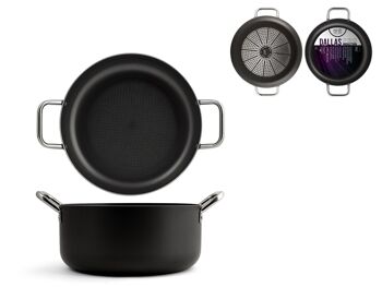 Cocotte Dallas Pro 2 poignées en aluminium avec revêtement antiadhésif. Convient à tous les feux, y compris l'induction. Diamètre 28 cm manche en acier coloris noir 4