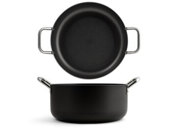 Cocotte Dallas Pro 2 poignées en aluminium avec revêtement antiadhésif. Convient à tous les feux, y compris l'induction. Diamètre 28 cm manche en acier coloris noir 5