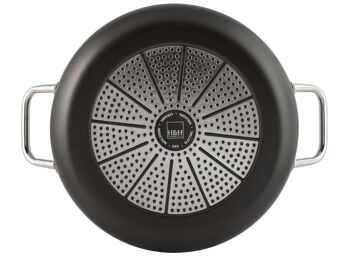 Cocotte Dallas Pro 2 poignées en aluminium avec revêtement antiadhésif. Convient à tous les feux, y compris l'induction. Diamètre 28 cm manche en acier coloris noir 6