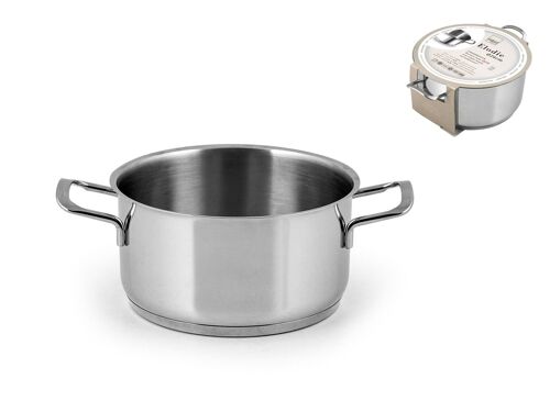 Casseruola 2 manici Elodie in acciaio inox con fondo induzione cm 14 Lt 1,2