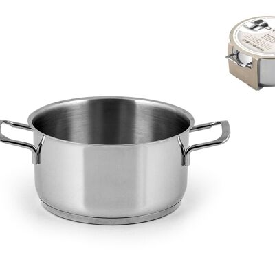 Casserole 2 handles Elodie in stainless steel with induction bottom cm 14 Lt 1,2