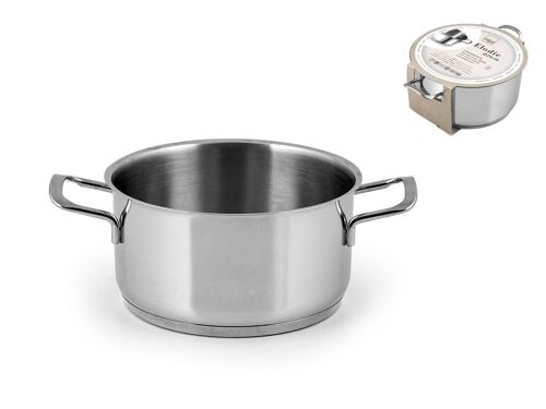 Casseruola 2 manici Elodie in acciaio inox con fondo induzione cm 16 Lt 1,8