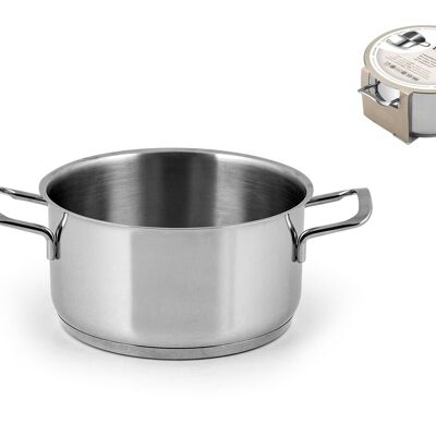 Casserole 2 handles Elodie in stainless steel with induction bottom cm 16 Lt 1,8