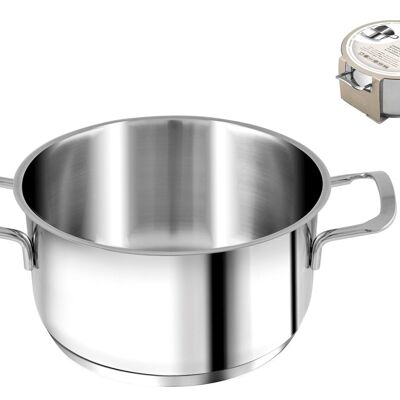 Casserole 2 handles Elodie in stainless steel with induction bottom cm 24 Lt 5.5