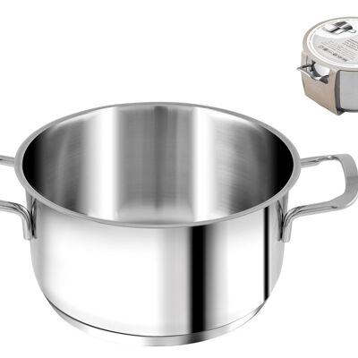 Casserole 2 handles Elodie in stainless steel with induction bottom cm 26 Lt 7