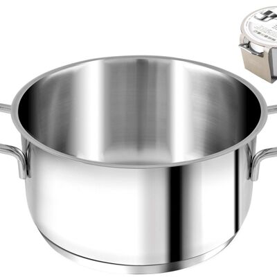 Casserole 2 handles Elodie in stainless steel with induction bottom cm 28 Lt 8