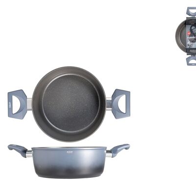 Cocotte 2 poignées Fusion Borghese en aluminium avec revêtement antiadhésif, adaptée à toutes les plaques de cuisson dont induction 20 cm Alessandro Borghese - Le luxe de la simplicité